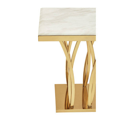 Arenza White Marble And Gold Side Table