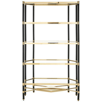 Allessi 5 Shelf Unit In Champagne Finish and Black Frame