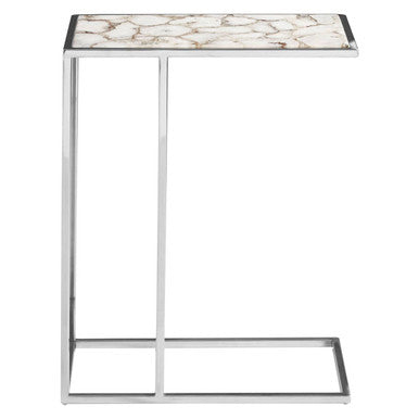 Vita White And Silver Agate Side Table