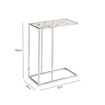 Vita White And Silver Agate Side Table
