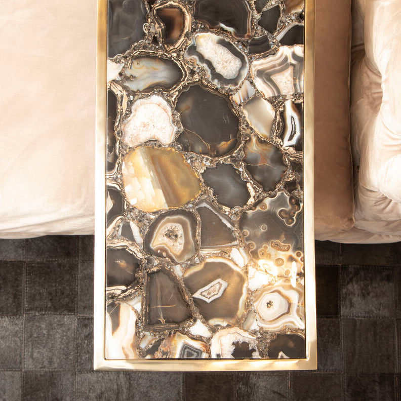 Vita Black And Gold Agate Side Table