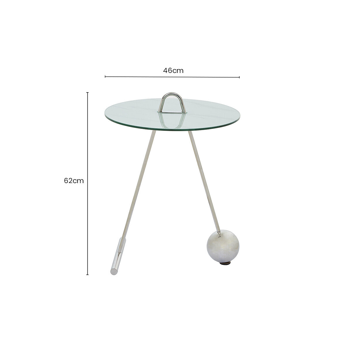 White Marble Effect Glass Top Round End Table | Oria