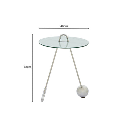 White Marble Effect Glass Top Round End Table | Oria