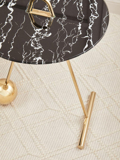 Oria Black Marble Effect Top End Table