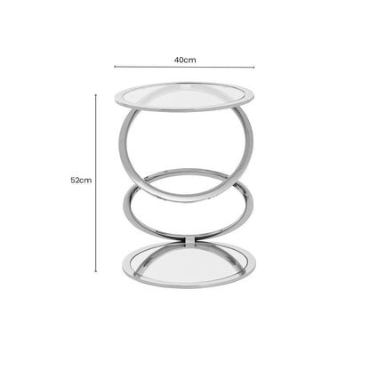 Oria Clear Glass Side Table with Silver Finish Frame