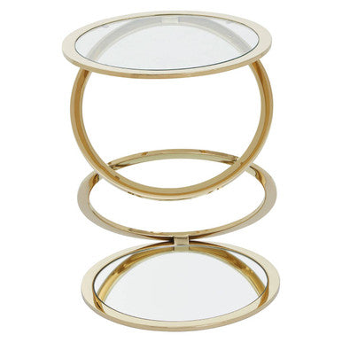 Oria Clear Glass End Table With Warm Metallic Frame