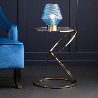 Oria Clear Glass End Table With Warm Metallic Frame