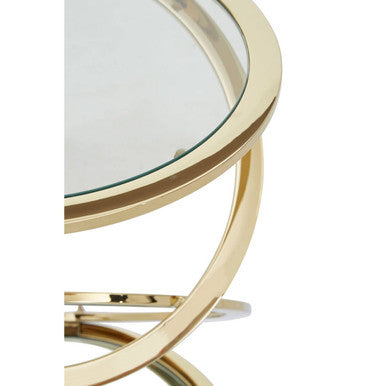 Oria Clear Glass End Table With Warm Metallic Frame