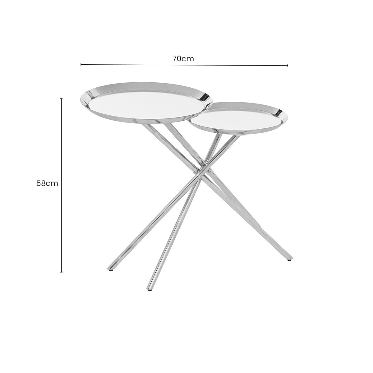 Silver Glass Top 2 Tier Round Side Table | Oria
