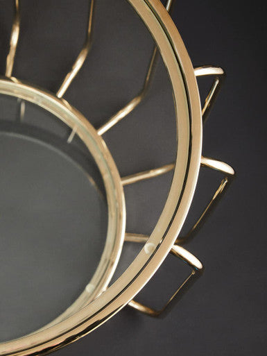 Oria Warm Metallic Side Table With Glass Top