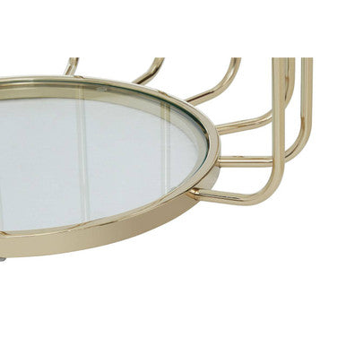 Oria Warm Metallic Side Table With Glass Top