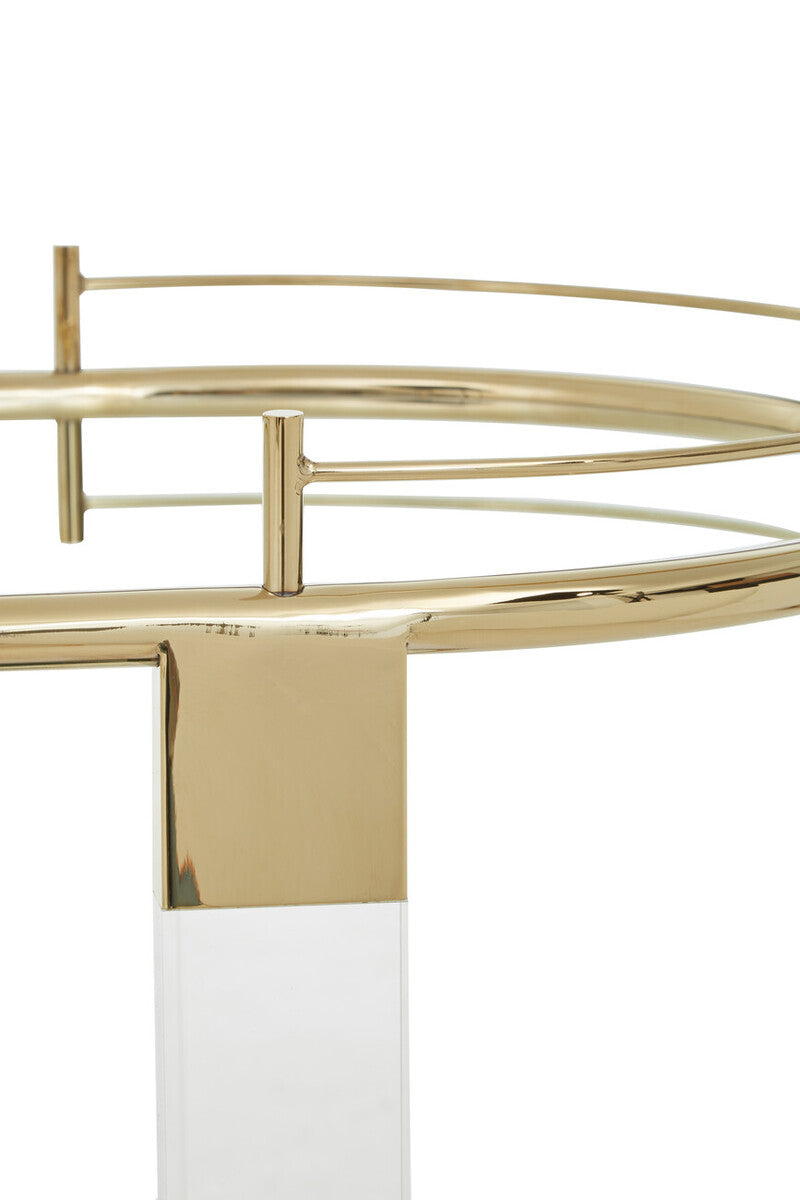 Oria Mirrored Glass Drinks Trolley with Gold Finish Frame