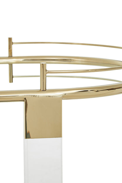 Oria Mirrored Glass Drinks Trolley with Gold Finish Frame