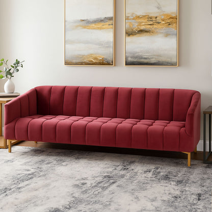 Bella 3 Seat Wine Velvet Sofa