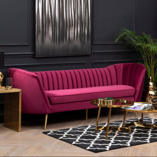 Binky 3 Seat Wine Velvet Sofa