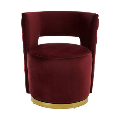 Bola Red Wine Velvet Swivel Chair