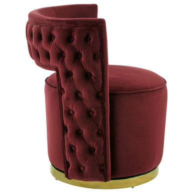 Bola Red Wine Velvet Swivel Chair