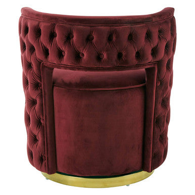 Bola Red Wine Velvet Swivel Chair