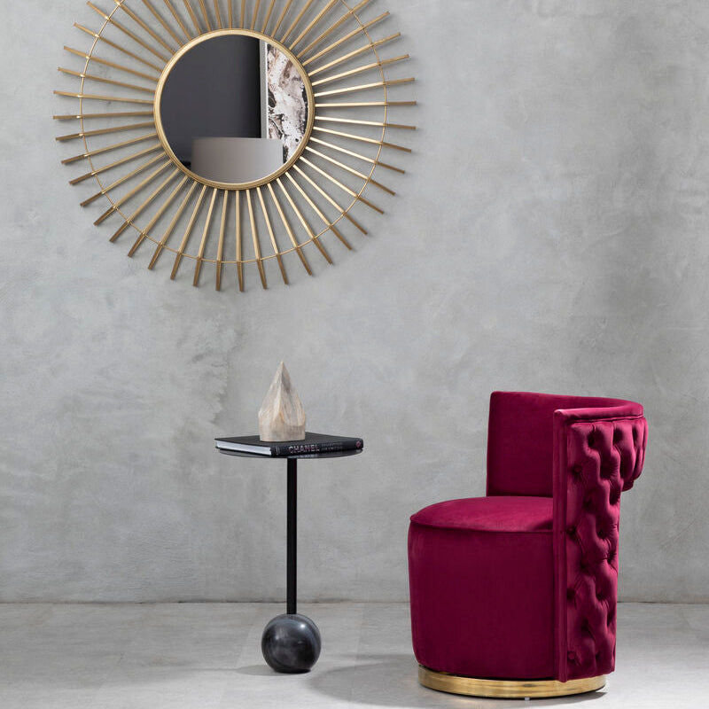 Bola Red Wine Velvet Swivel Chair