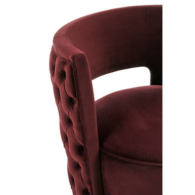 Bola Red Wine Velvet Swivel Chair