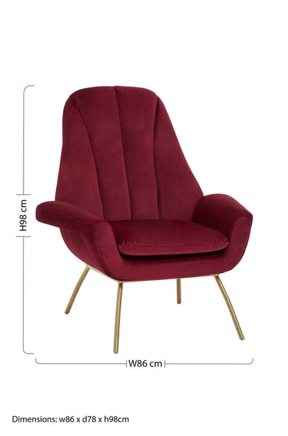 Billi Wine Velvet Lounge Chair