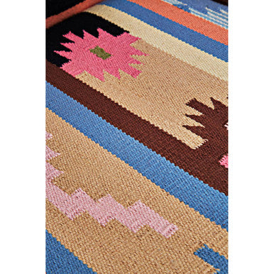 Cefena Multi Coloured Fabric Chair With Mango Wood Legs