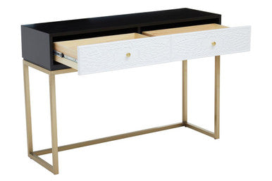 Dumas Black and White Console Table with Drawers