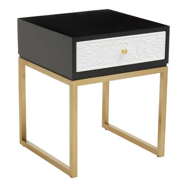 Dumas Black and White One Drawer Side Table