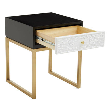 Dumas Black and White One Drawer Side Table