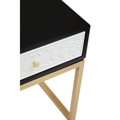 Dumas Black and White One Drawer Side Table