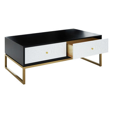 Dumas Black and White Four Drawer Coffee Table