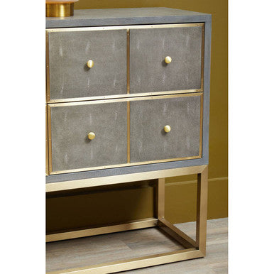 Deskey Grey Shagreen Effect Four Drawer Console Table
