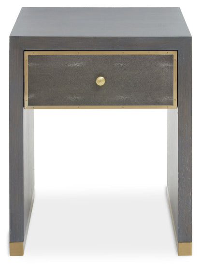 Deskey One Drawer Grey Shagreen Effect Side Table