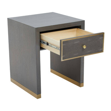 Deskey One Drawer Grey Shagreen Effect Side Table