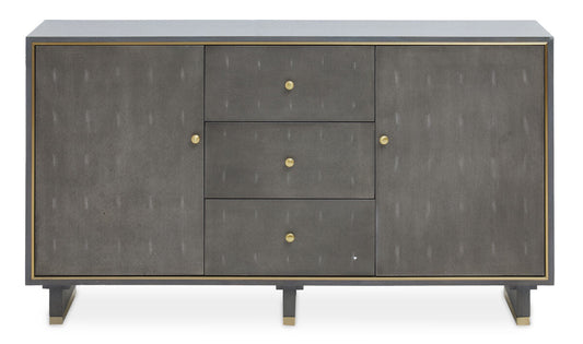 Deskey Grey Shagreen Effect Three Drawer Sideboard