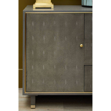 Deskey Grey Shagreen Effect Three Drawer Sideboard