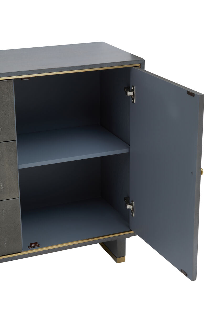 Deskey Grey Shagreen Effect Three Drawer Sideboard