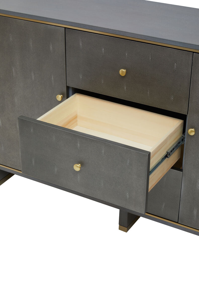 Deskey Grey Shagreen Effect Three Drawer Sideboard