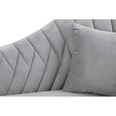 Rene Grey Velvet Right Hand Chaise Longue