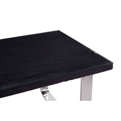 Kerala Large Black Pinewood and Glass Dining Table