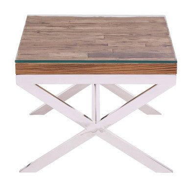 Kerala Natural Top End Table With Cross Base