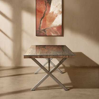 Kerala Natural Dining Table With Cross Base