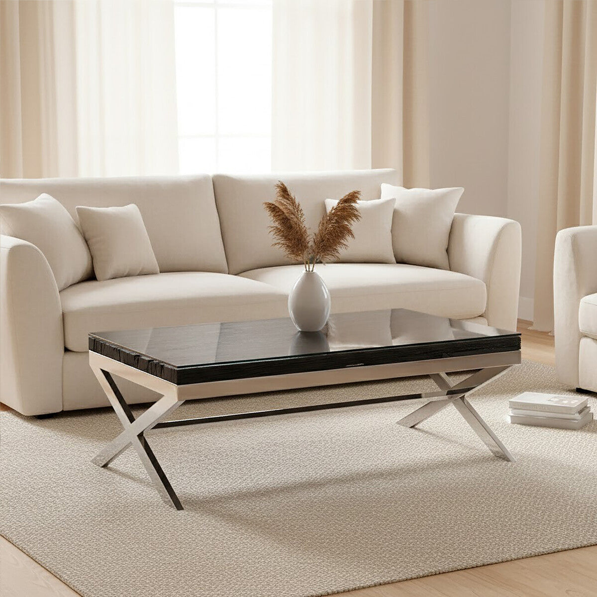 Kerala Black Coffee Table With Cross Base
