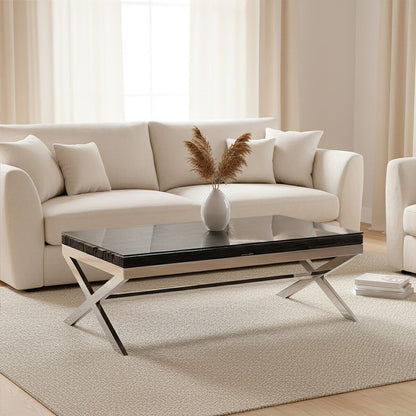 Kerala Black Coffee Table With Cross Base