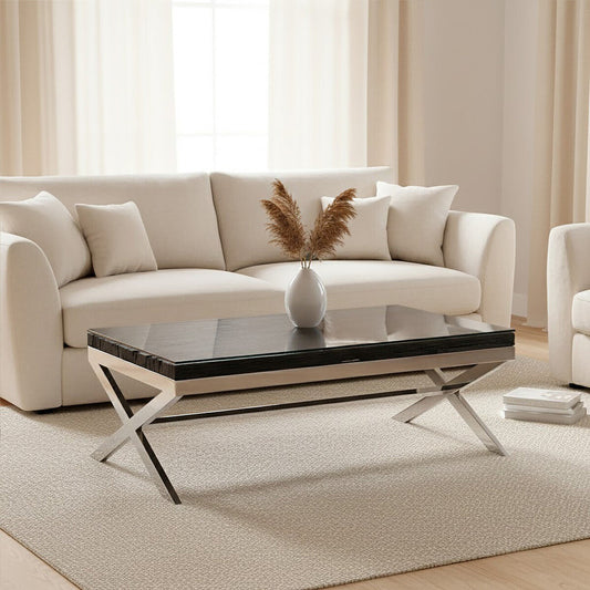 Kerala Black Coffee Table With Cross Base