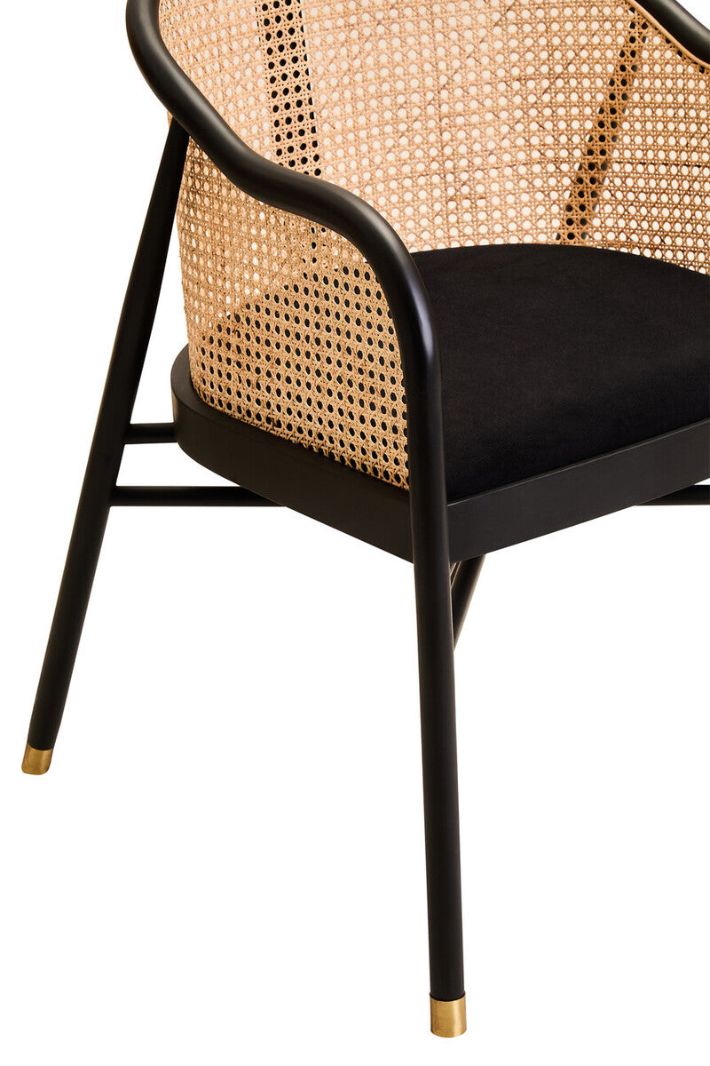 Rattan Chair with Black Seat | Corso