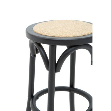 Corso Black and Natural Rattan Stool