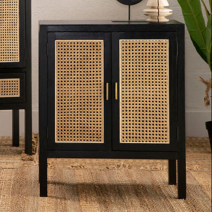 Black Sideboard with Two Rattan Doors | Corso