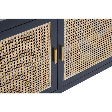 Corso Black Sideboard with 3 Rattan Doors