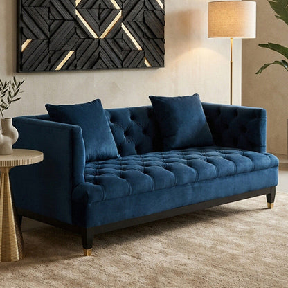 2 Seater Navy Fabric Sofa | Sefira